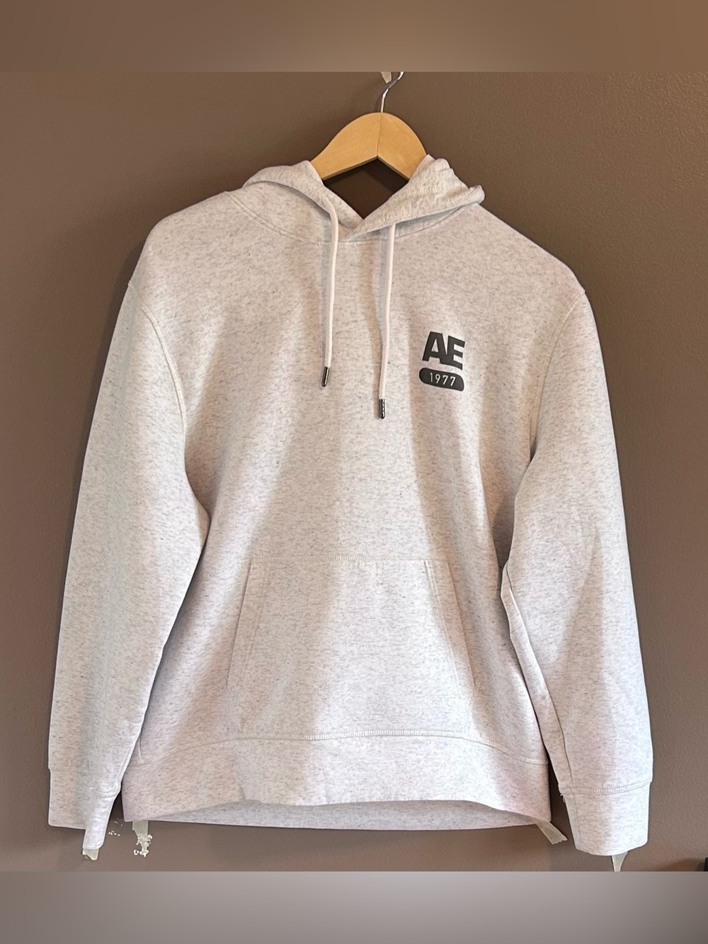 American Eagle AE 1977 Hoodie Men's Large White Pullover Fleece Sweatshirt